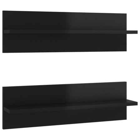 Vidaxl Vägghyllor 2 St Svart Högglans 60x11,5x18 Cm Konstruerat Svart