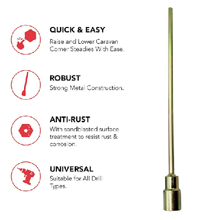 30cm*1,9cm Caravan Ben Winder Drill Extension Socket Adapter