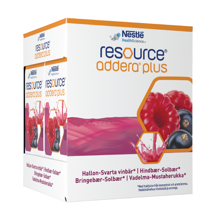 Resource Addera plus næringstilskudd, Bringebær og solbær, 4x200 ml