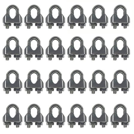 24 stk Wire Clamp Clip U Bolt Sadel Fastener Fastener