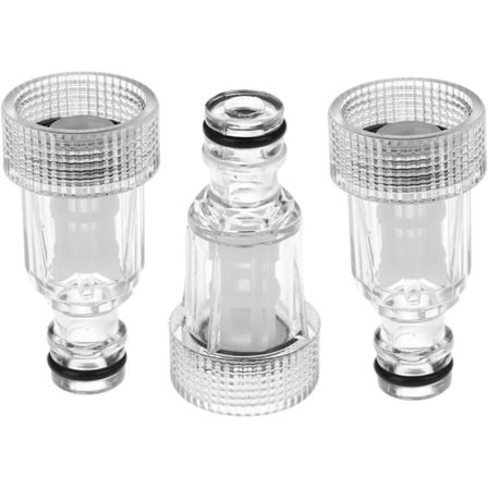 1 sæt højtryksrenseradapter, 3/4 tommer plastik lynkoblingsslangefitting med indløbsfilter til hane/maskinpistol, universal vandspredning