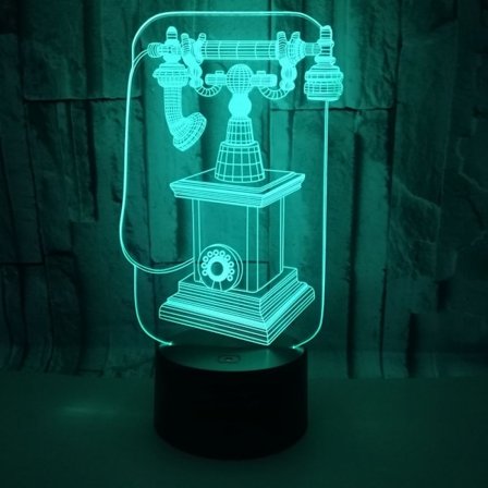 Retro Telefon 3D Nattlys med Fjernkontroll og Berøringskontroll, M