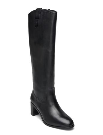 Carla Burnished Leather Ridingtk! Boot Lange Støvler Black Lauren Ralph Lauren