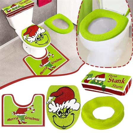 4 stk / sett The Grinch Jultoalett Dekorasjon Hjem Bad Dekor