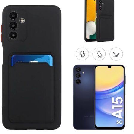 Samsung Galaxy A15 mobilcover med kortholder slot sort