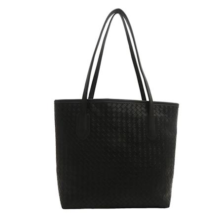 Casual Versatile Flettet Mønster Tote Stor Taske Kvindernes 2024 Nye Forår Og Sommer Pendler Hånd-Bæretaske Enkel Skuldertaske Black