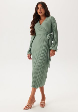 BUBBLEROOM - Pleated Wrap Dress - S