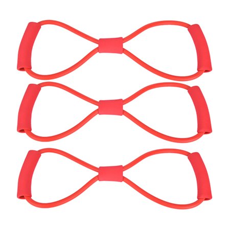 3 stk. Hjemmebruk 8-formet trekk tau bryst ekspander trenings strikk kroppsforming yoga fitness utstyr rød