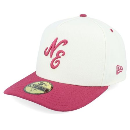 New Era - Beige fitted Keps - Ne Script 59FIFTY Pc Ivory/Cherry A-Frame Fitted @ Hatstore