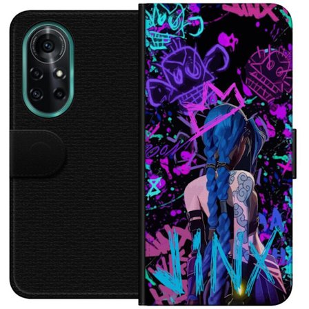 Yhteensopiva Lompakkokotelo Huawei Huawei nova 8 Pro Värikäs graffitipiirustus, jossa on sinipäinen hahmo urbaanissa katutaidetyylissä