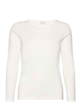 T-Shirt Ribb T-shirts & Tops Long-sleeved Hvit Tom Tailor*Betinget Tilbud