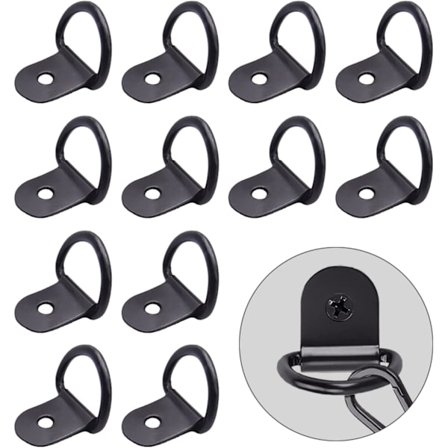 12 stk rustfritt stål fast ring D-ring fast tilhenger fast ring