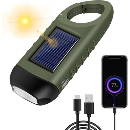 Sveiv lommelykt, oppladbar LED lommelykt, solcelle lommelykt, lommelykt med sveiv, nødlykt