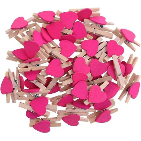 50 stk. Mini træklemmer Tøj klemmer Håndværk klemmer med hjerter til bryllup fest Valentinsdag dekoration
