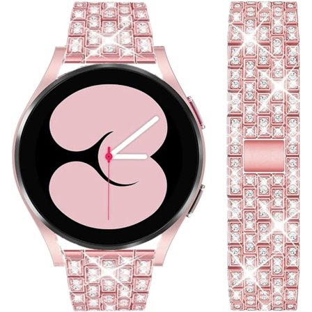 Armband för Samsung Galaxy Watch 7/6/5/4 20mm Bling Diamant Metall Ersättningsarmband för Kvinnor och Män