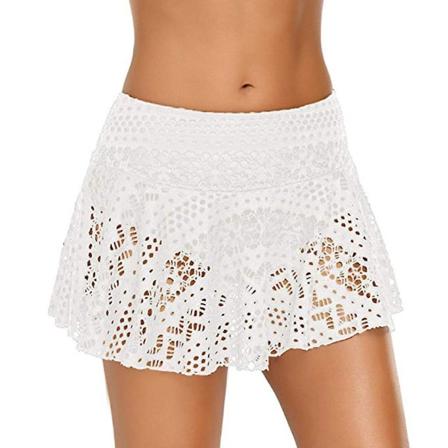 Badedragt Dame Blonde Hæklet Nederdel Bikinibund Badedragt Kort Skort Svømmenederdel Svømmekostume Damer White L