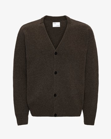 Merino Wool V-Neck Cardigan - Coffee Brown