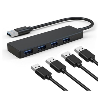 4-Port Ultra-tynn USB 3.0 Hub med Datautvidelse, Multiportadapter, Bærbar Splitter, Høyhastighets Dataoverføring