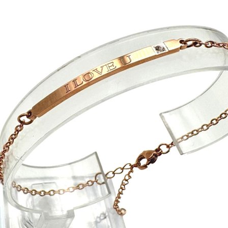 Bracelet in rosé with text ''I love you'' Valentine's Day gift