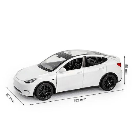 1/32 Tesla Model Y SUV Leksaksbil Modell, Pressgjuten Metall Legering Ljud & Ljus Dra Tillbaka 1:32 Samling Present, För Pojke Barn-FA-