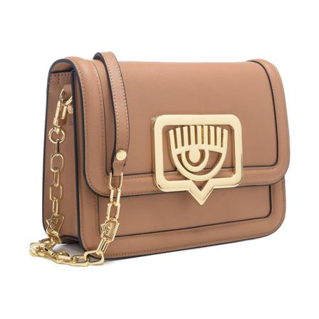 Chiara Ferragni Collection Collection Eyelike Väska Metal Frame brun, Dam Axelremsväskor, Dam, Storlek: ONE SIZE