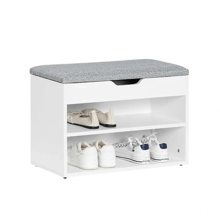 SoBuy Vit Trä 2-Vånings Skobänk Förvaringsskåp med Klädd Sits FSR25-HG{f140}