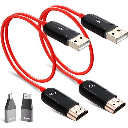 Langaton HDMI-jatke, lähettimellä ja vastaanottimella TV-suoratoistoa ja kokoussuoratoistoa varten, 1080p HD-MI-jatke 2,4/5 GHz (punainen)