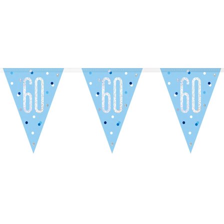 Flagguirlande 60 År Blå & Sølv