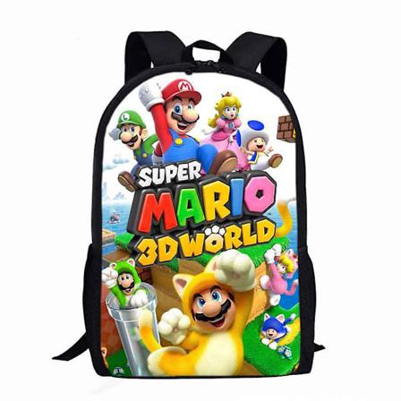 Super Mario Ryggsekk Barn Gutter Jenter Bokveske Barneskole Skolesekker Ryggsekk Gaver[HK] A