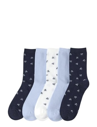 Lindex Sock 5 P Bows And Solid Bg - Navy - 31/33