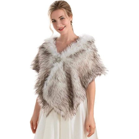 Fuskepels sjal Bryllupspels wraps og sjal Brudepels Stola Vinter Cape Shrug