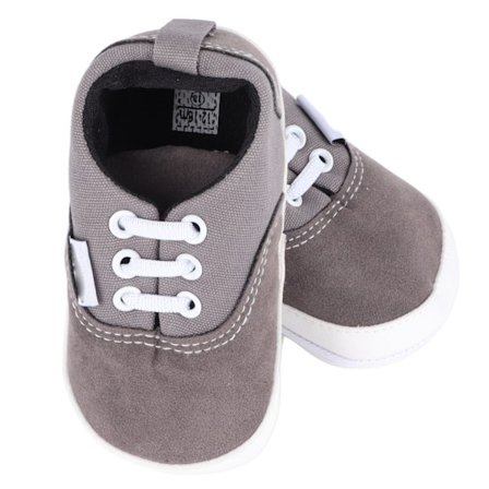 Baby Walking Shoes Halkskydds Mjuka Lätta Canvas Nyfödda Platta Walkingskor Grå Brun 13cm