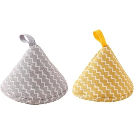 2-pack Mini Ugnsvantar Japansk Triangel Grythandtag Lock Skållningssäker Grytknopp Tyglock Hållare För Grytlock Gryta Mikrovågsugn Kök