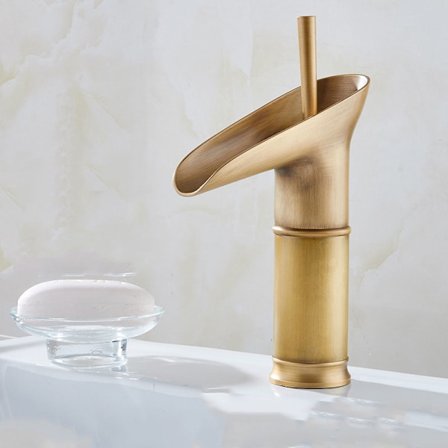 Håndvaskhane, Vandfald Armatur til Badeværelse, Justerbar Håndvaskhane til Koldt og Varmt Vand, Krom P