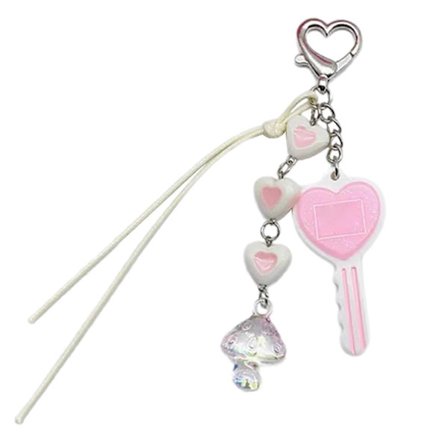 Unik Svamp Pärlstav Nyckelring Söt Svamp Nyckelring Hänge Telefon Prydnad för Kvinnor Flickor Väska Handväska Ryggsäck