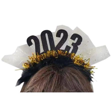 2023 New Year Hairhoop 2023 Gott Nytt År Pannband Hårband Party Headwear Black none