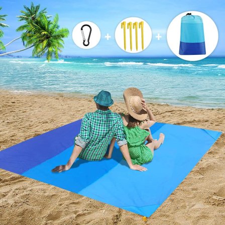 Vedenpitävä rantamatto 210X200CM Vedenpitävä hiekka piknik-viltti, taitettava kannettava rantamatto, 4 kiinnitystä, sopii rannalle, piknikille, 