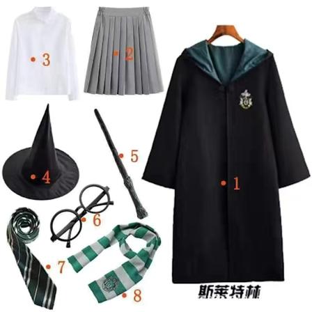 Harry Potter 8-pak Cosplay Sæt til Voksne og Børn - Halloween, Jul Gave M Slytherin