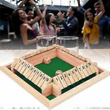 1-4 Spillere Shut The Box Terningespill, Klassisk 4-sidet Trebrettspill med Terninger for Barn Voksne, Bordversjon og Pub Brettspill Leker