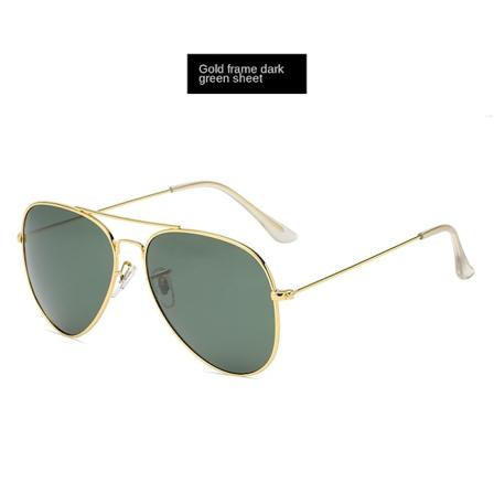 Klassiska polariserade solglasögon Mode färg film solglasögon Unisex Aviator solglasögon Guld ram mörkgrön bit PG3026 Gold frame dark green piece