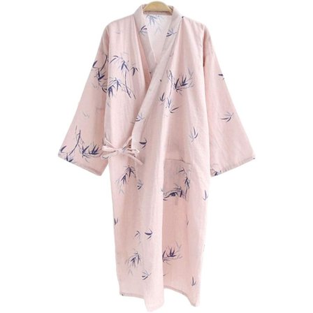 Japansk Kimono Nattkjole Morgenkåpe - Tradisjonell stil 100 % Bomull Vår Sommer Hjemmekjole Badstuekåpe Lett Tynne Nattklær for Kvinner Menn