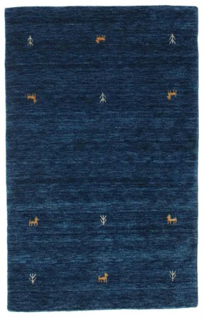 Gabbeh Loom Two Lines 100X160 Pequeño Azul Oscuro Alfombra De Lana