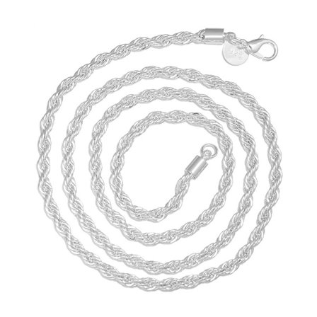 Twisted Rope Chain Necklace 925 Sterling Silver 24 INCH 24 INCH