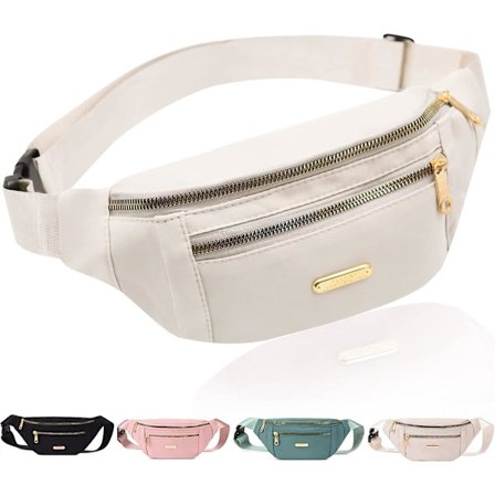 Fanny Pack Fashionabla midjeväska Casual Travel Bum Bag med 3 blixtlåsfickor för kvinnor Män Sport Löpning Fotvandring Jogging (beige)