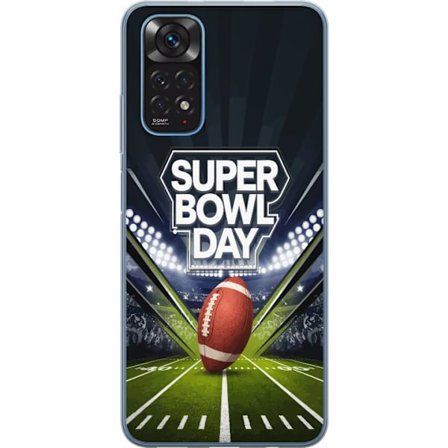 Kompatibelt Mobildeksel til Xiaomi Redmi Note 11 Super Bowl Day plakat med amerikansk fotball på opplyst arena i dramatisk sportsdesign