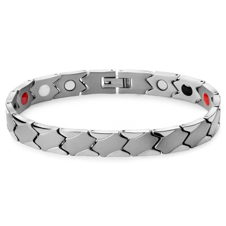 Bracelet magnétique asymétrique en titane argenté pour hommes - Bracelets en acier