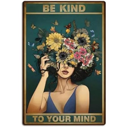 Ole ystävällinen mielellesi Inspiroivat peltikyltit Hippie Boho Seinätaide Kannustuslahjat naisille Koti Toimisto Olohuone Kahvilat Motivoiva 