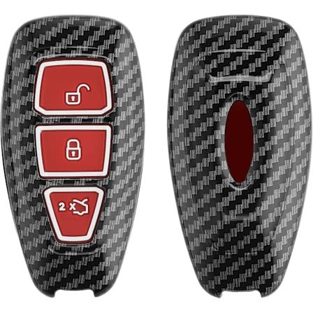 (Rouge) Bilnøgle tilbehør kompatibel med Ford Keyless Go 3-knaps - Beskyttende skal, blød plast c