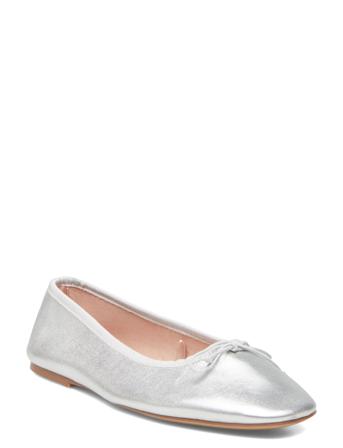Bow Leather Ballerina Silver Mango