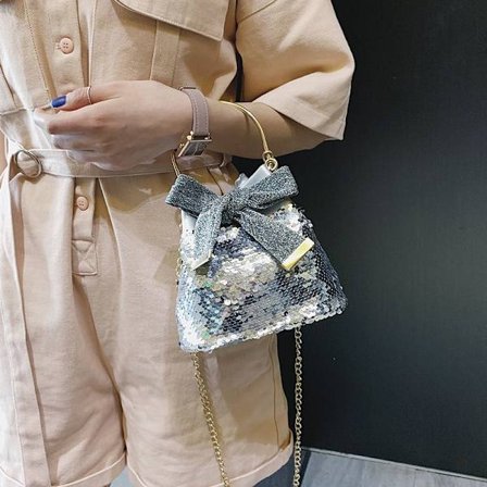 Damväska paljetthandväska mångsidig väska enkel axel diagonal kedjeväska